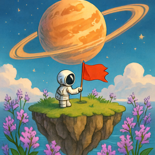 MiniT2I-B/16 100-step floating island astronaut sample.