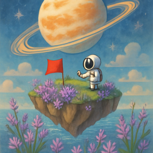 MiniT2I-B/16-MF four-step floating island astronaut sample.