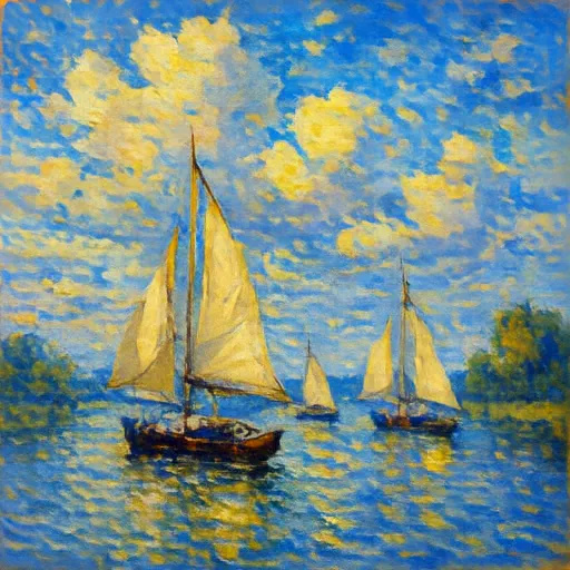 MiniT2I-B/16 100-step sailboat painting sample.