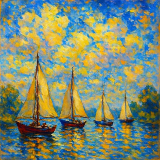 MiniT2I-B/16-MF four-step sailboat painting sample.