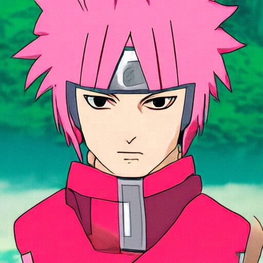 Naruto LoRA pink hair prompt.