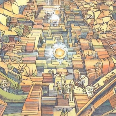 Pretraining-only sample for a book labyrinth prompt.