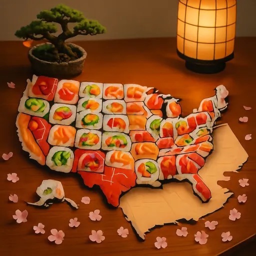 MiniT2I-L/16 sushi map of the United States sample.