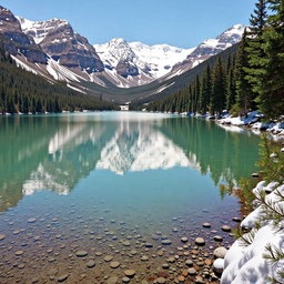 Mountain lake with reflections
