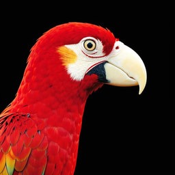 Red macaw on a black background