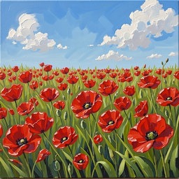 Field of red poppies