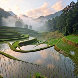 Misty rice terraces
