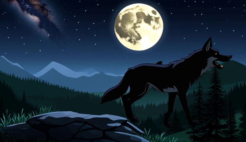Frame at two-thirds of the same wolf video